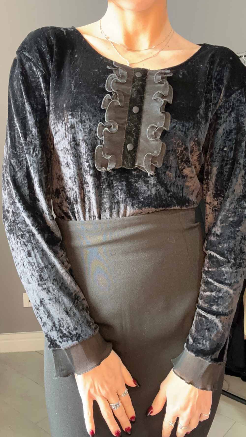 Body nero in velluto