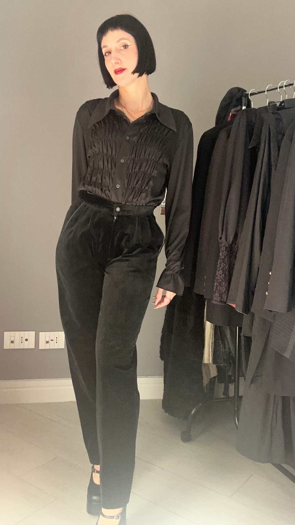 Pantalone black velvet