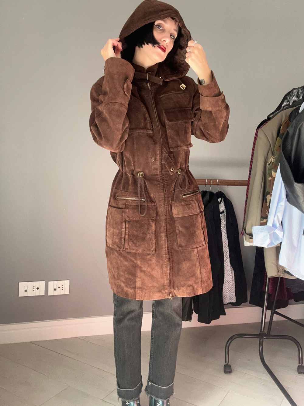 Cappottino pelle scamosciata