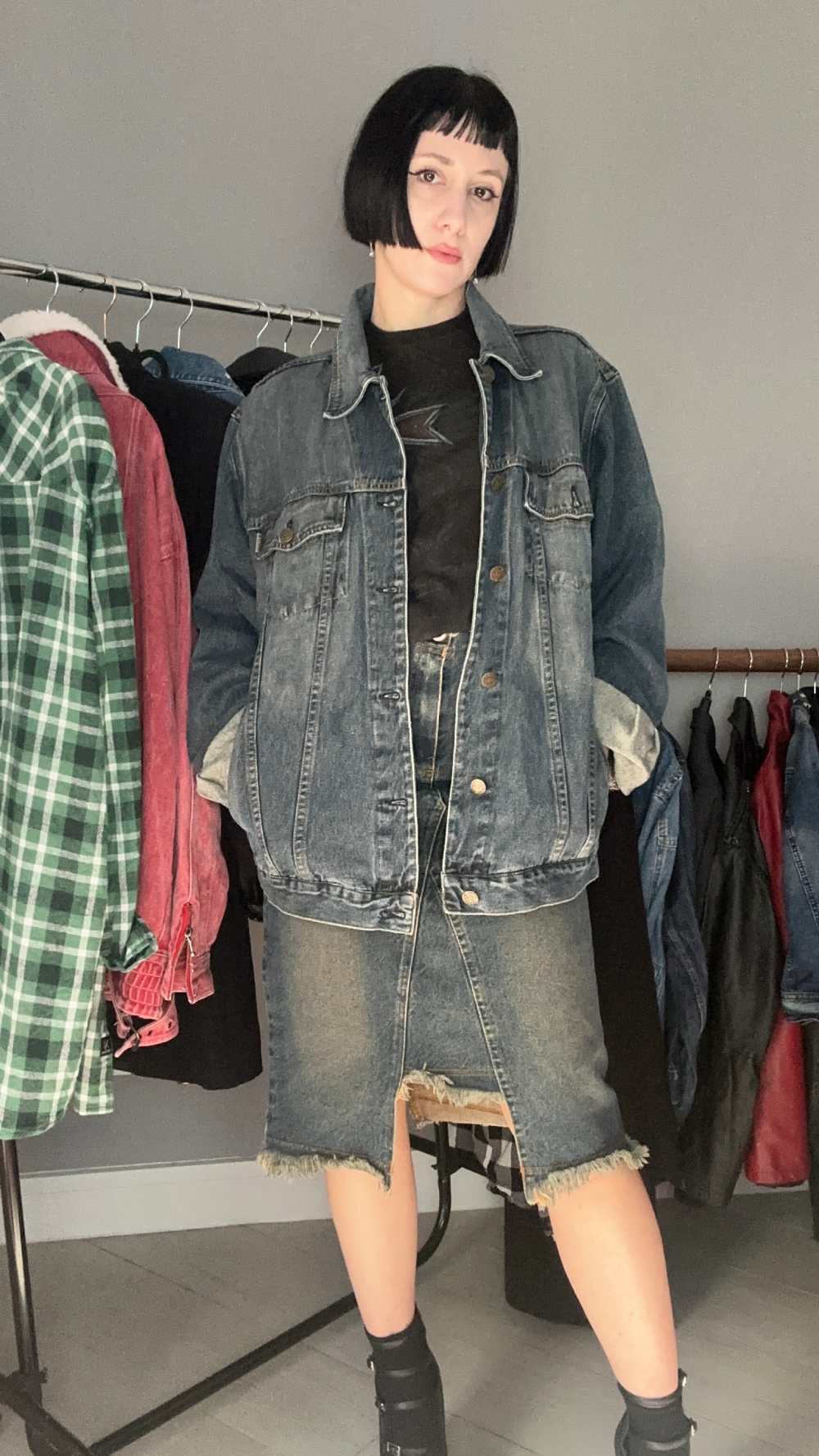 Giubbotto jeans lavaggio verde