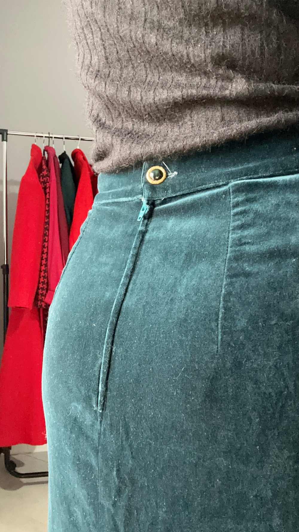 Gonna in velluto color ottanio