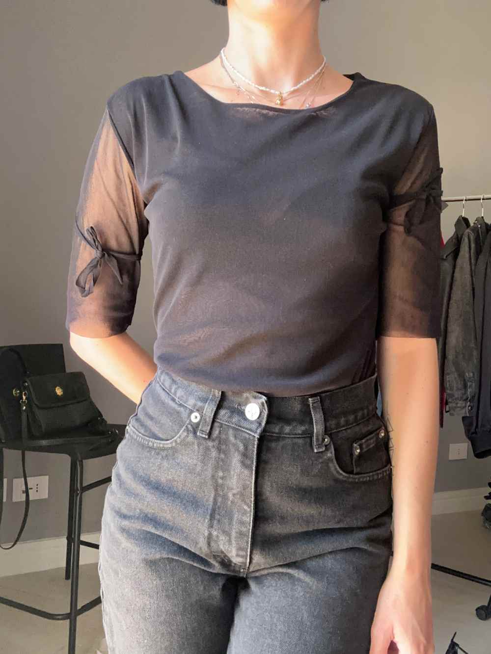 Maglietta in mesh nera