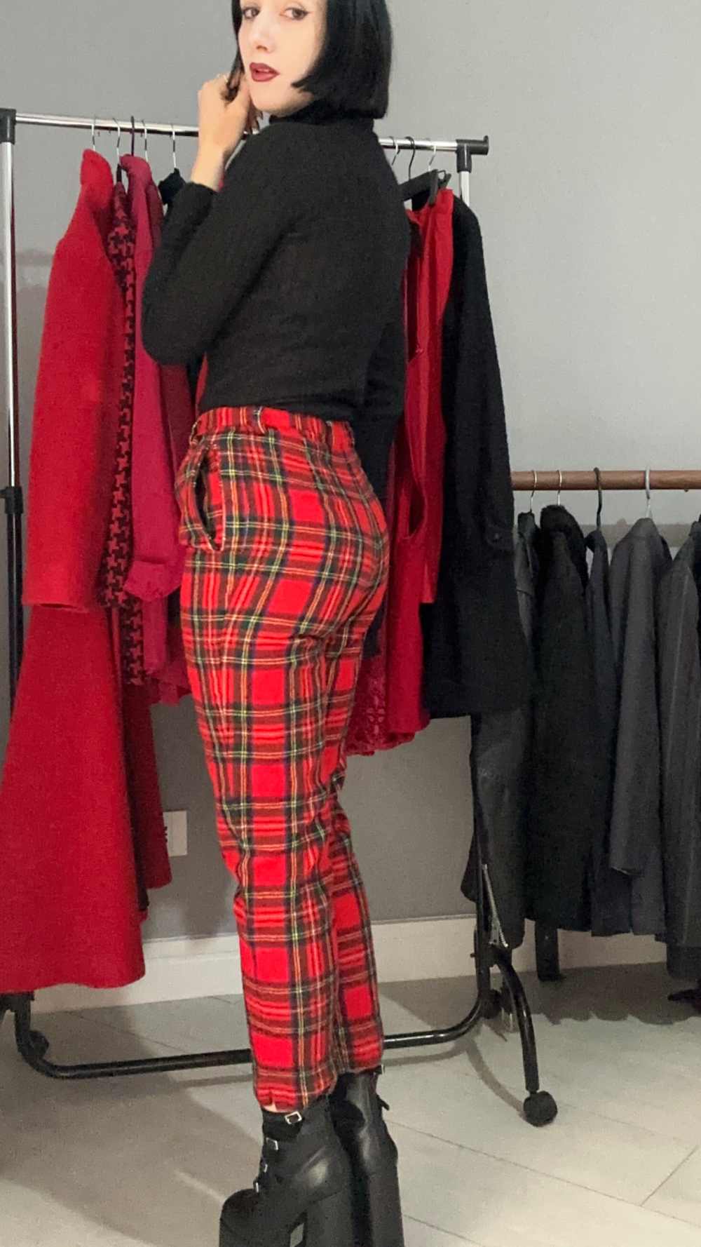 Pantalone tartan rosso