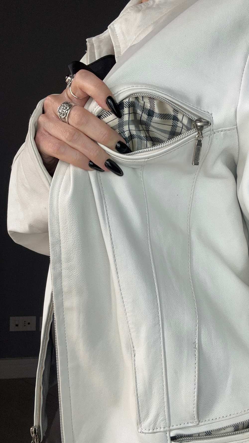 Giubbotto di pelle bianco