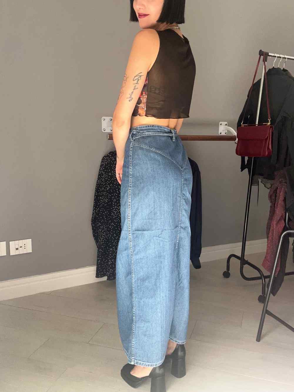 Gonna portafoglio in jeans