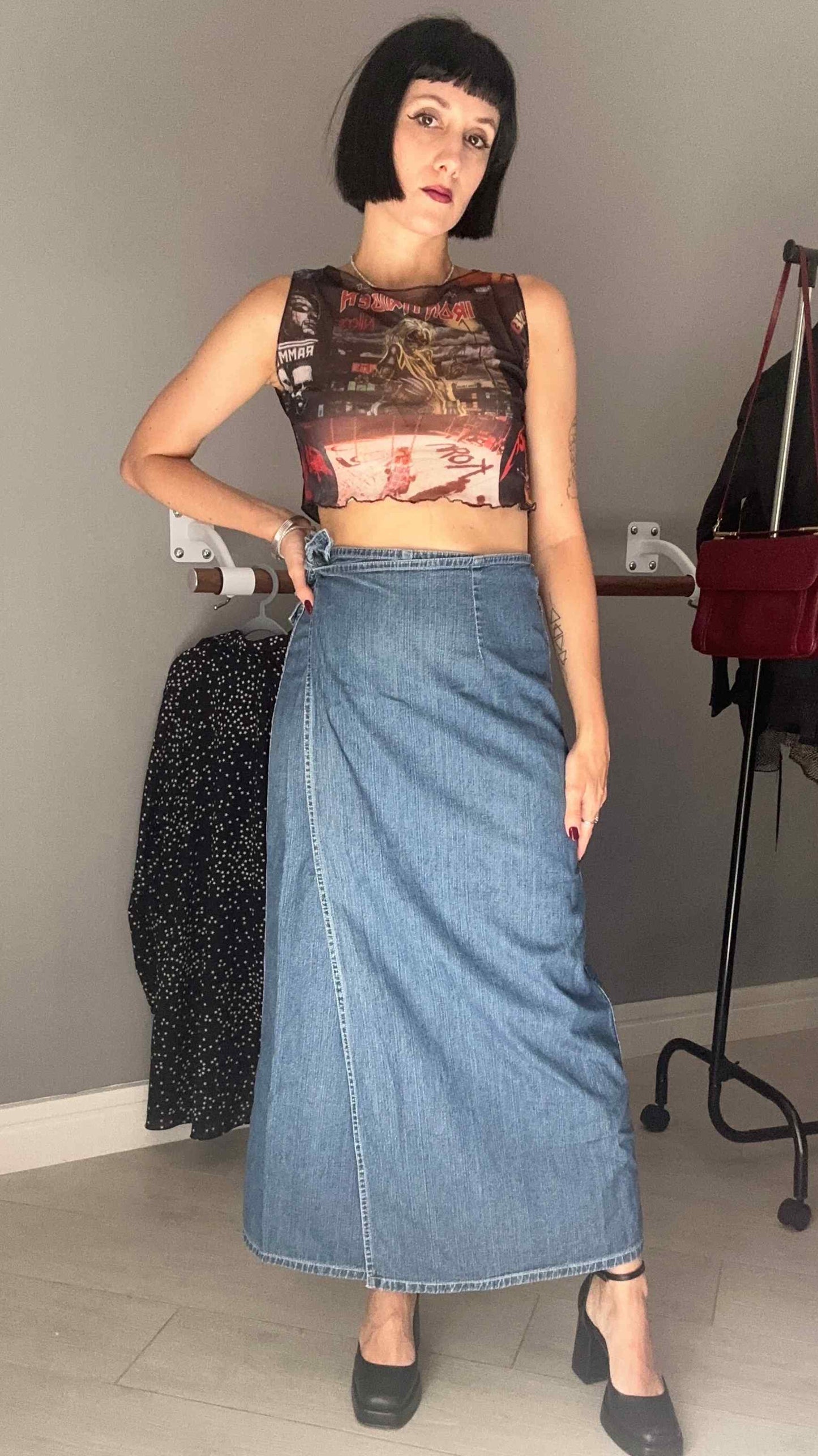 Gonna portafoglio in jeans