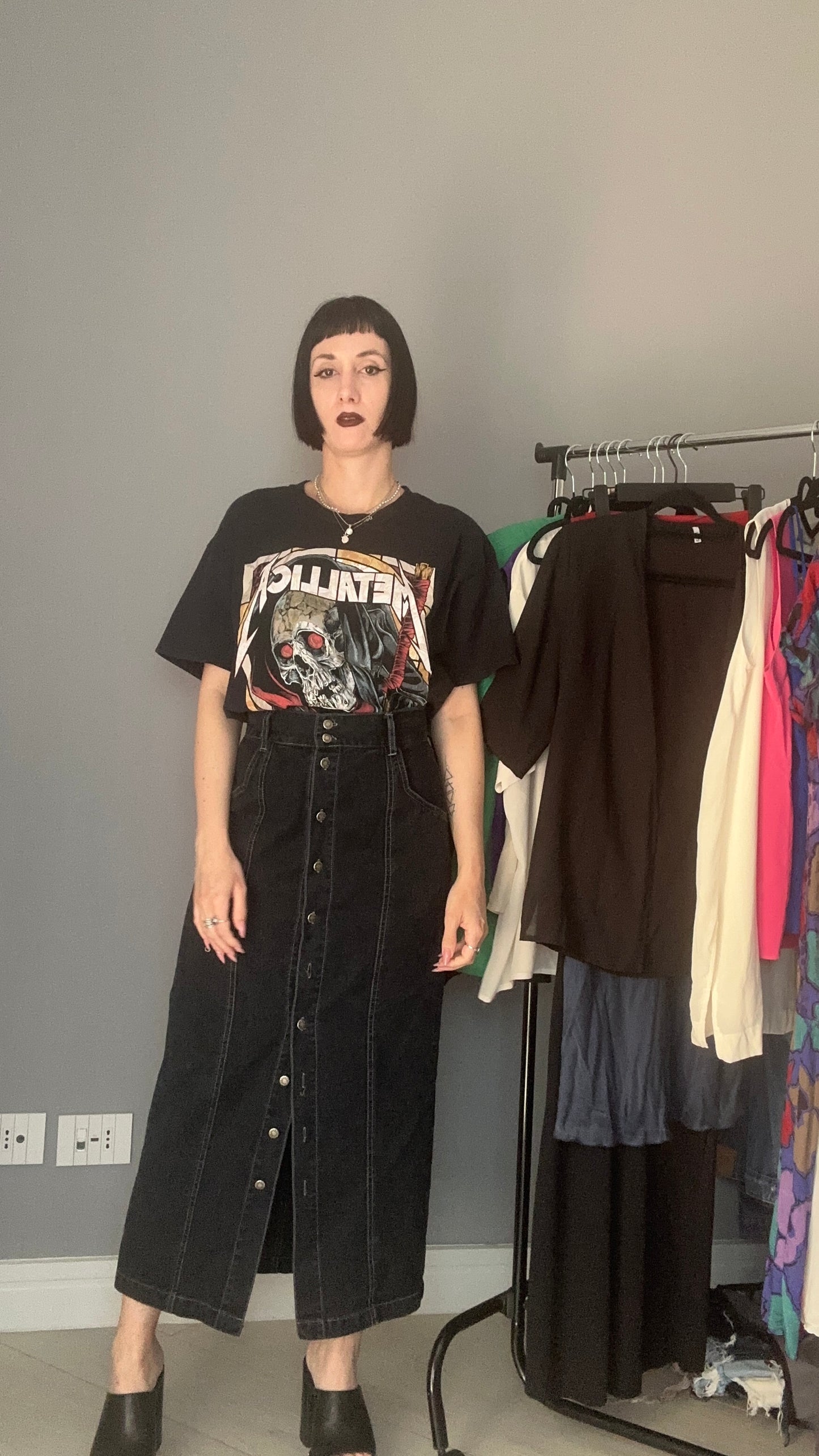 Long denim skirt