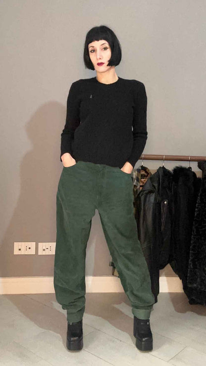 Pantalone vera pelle verde