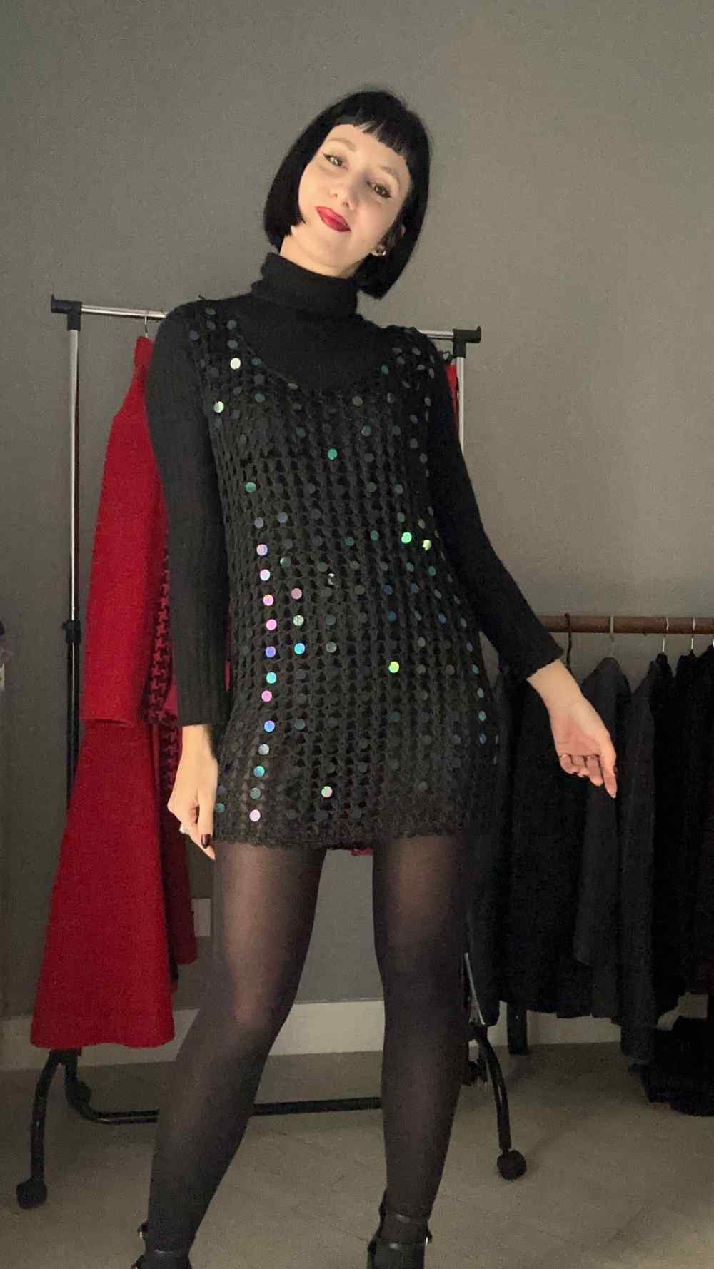 Mini abito rete con paillettes