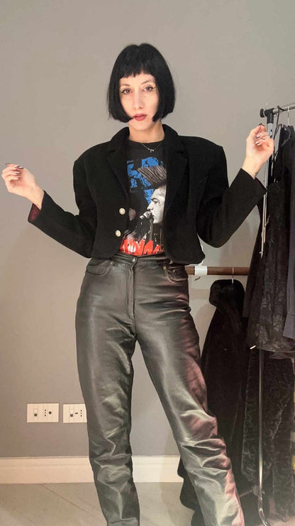 Blazer nero crop