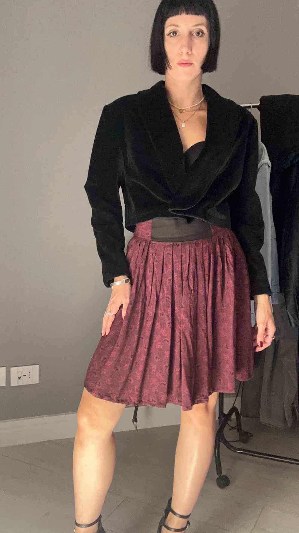 Gonna bordeaux anni 80