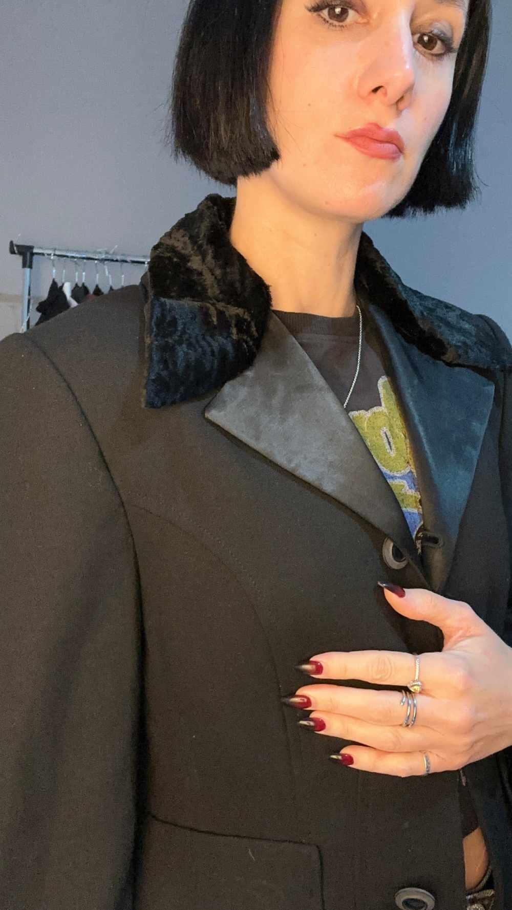 Blazer con collo in pelliccia