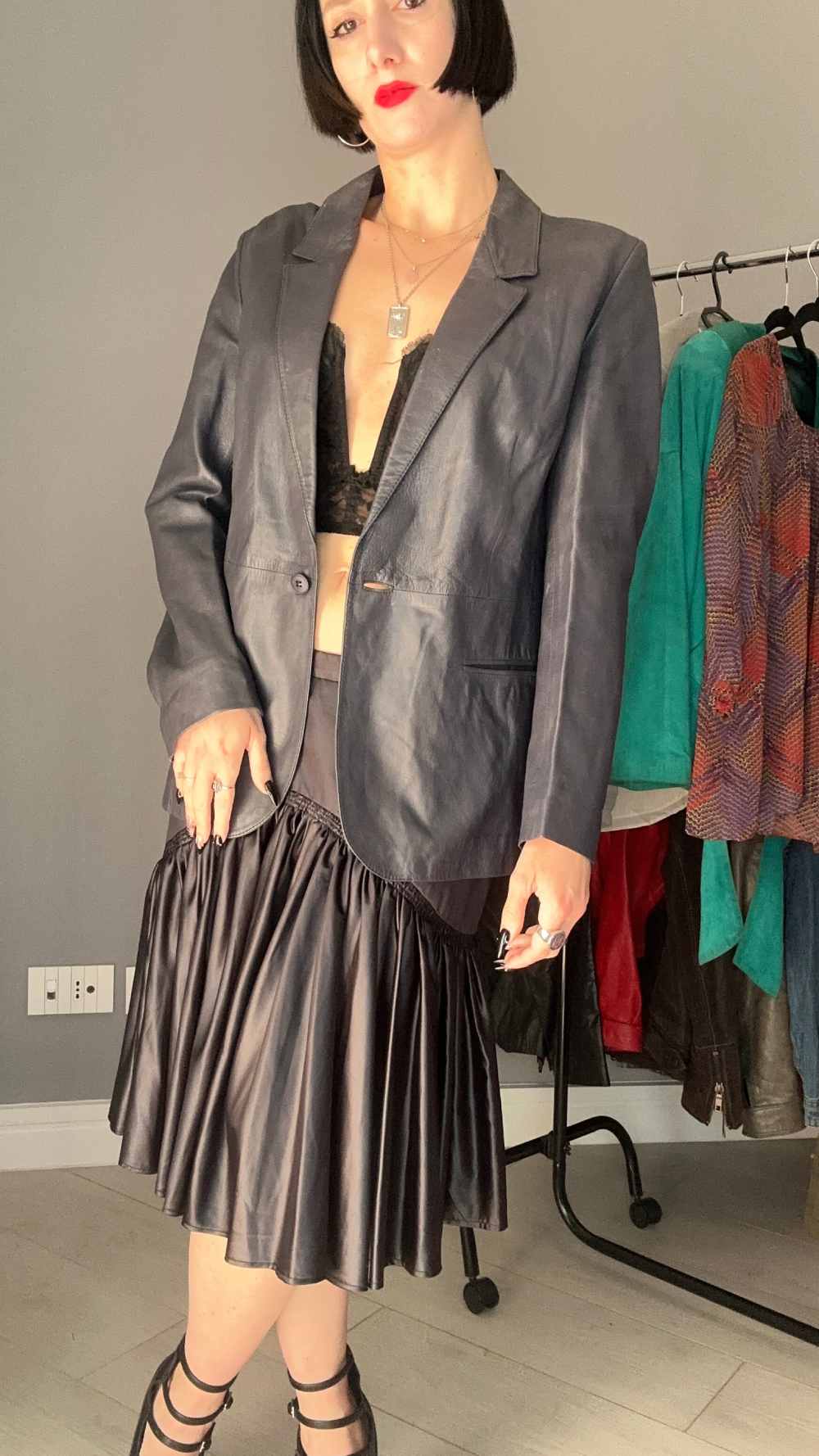 Blazer pelle grigio