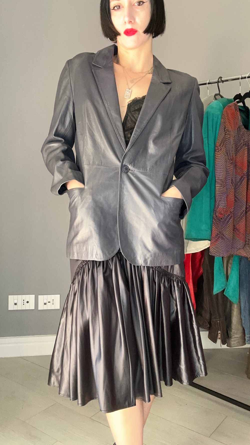 Blazer pelle grigio
