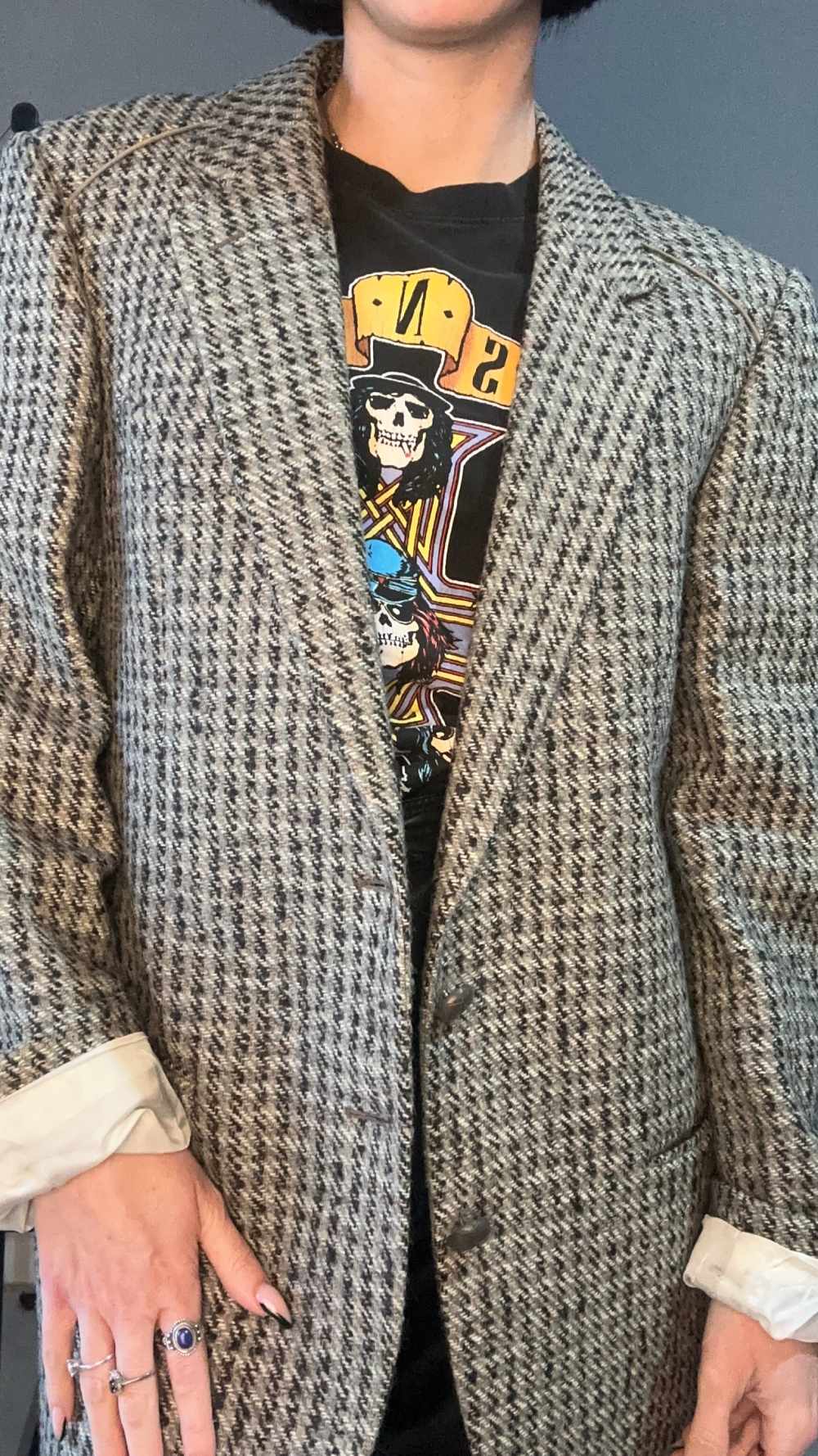 Blazer pied de poule grigio chiaro
