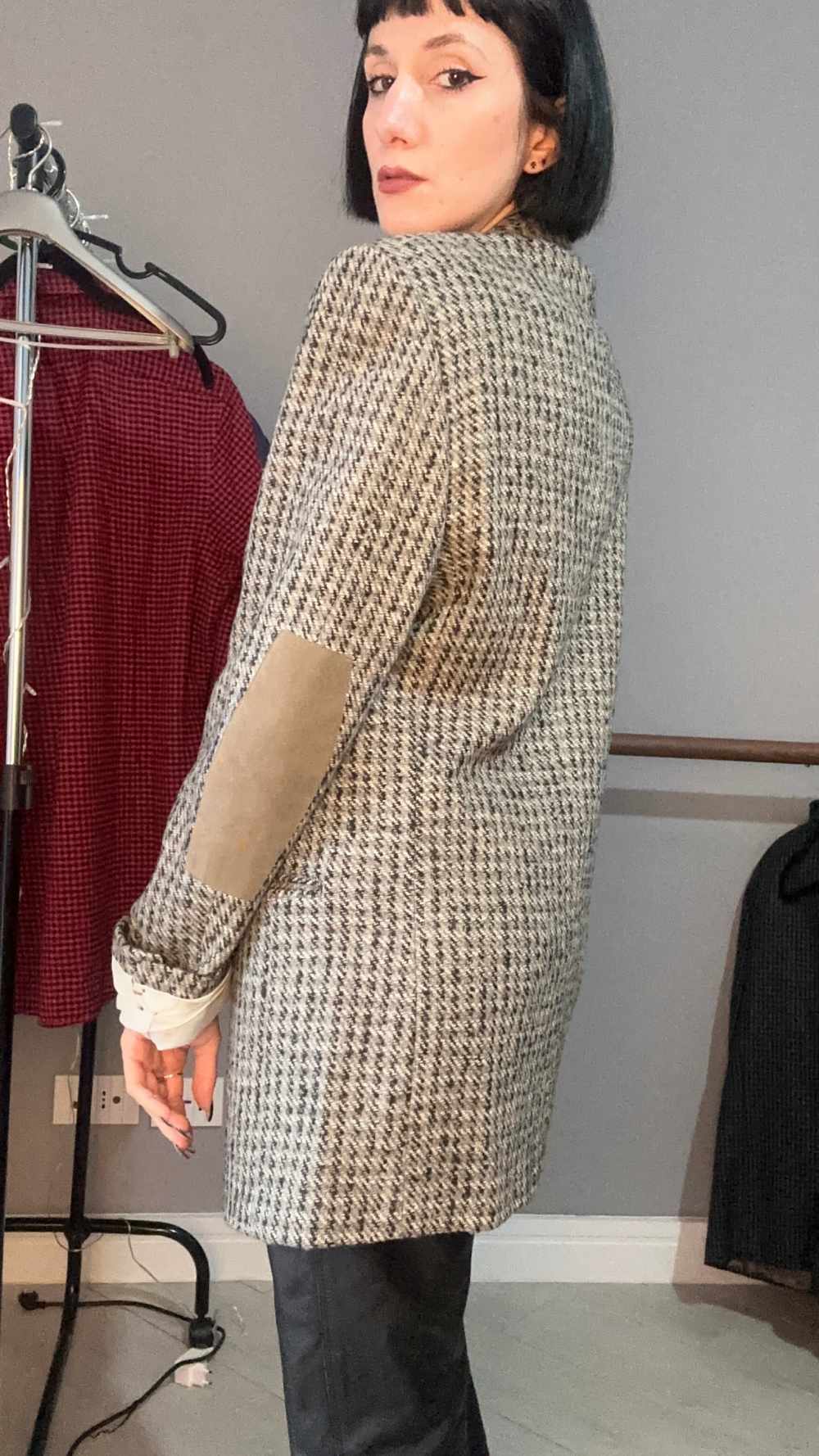Blazer pied de poule grigio chiaro
