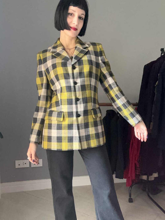Giacca tartan giallo e grigio