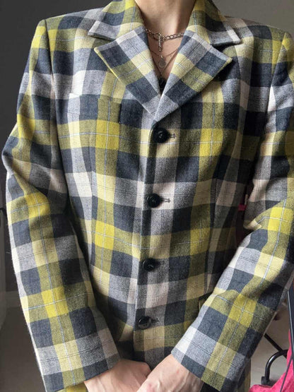 Giacca tartan giallo e grigio