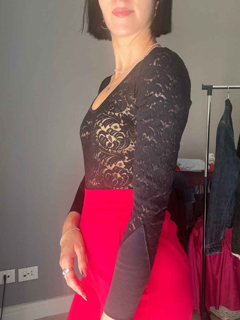 Black embroidered bodysuit