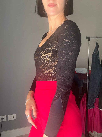 Black embroidered bodysuit