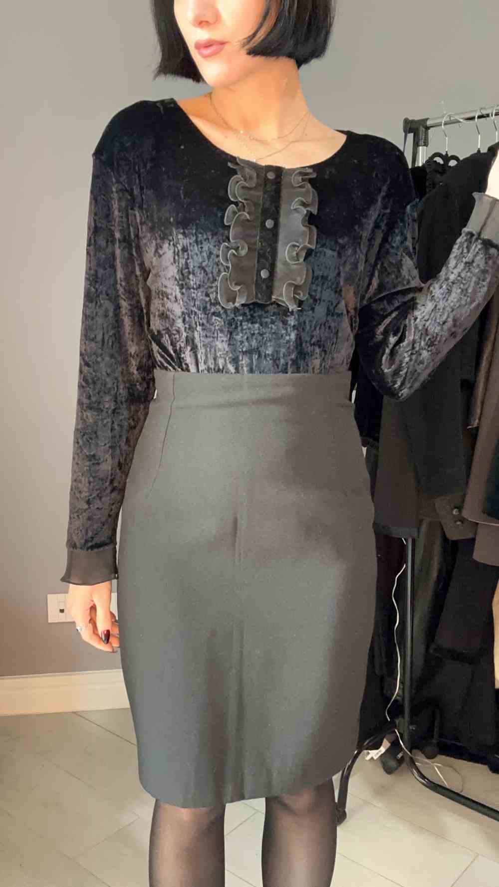 Body nero in velluto