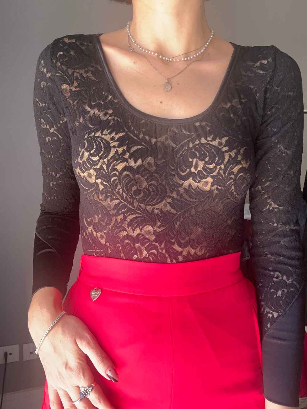 Black embroidered bodysuit