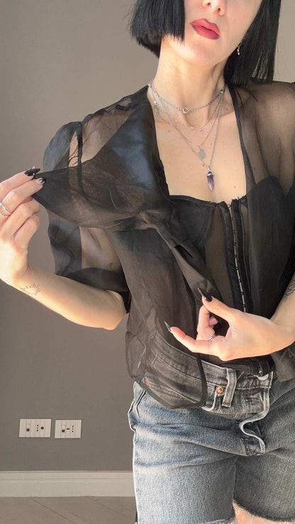 Camicetta nera organza
