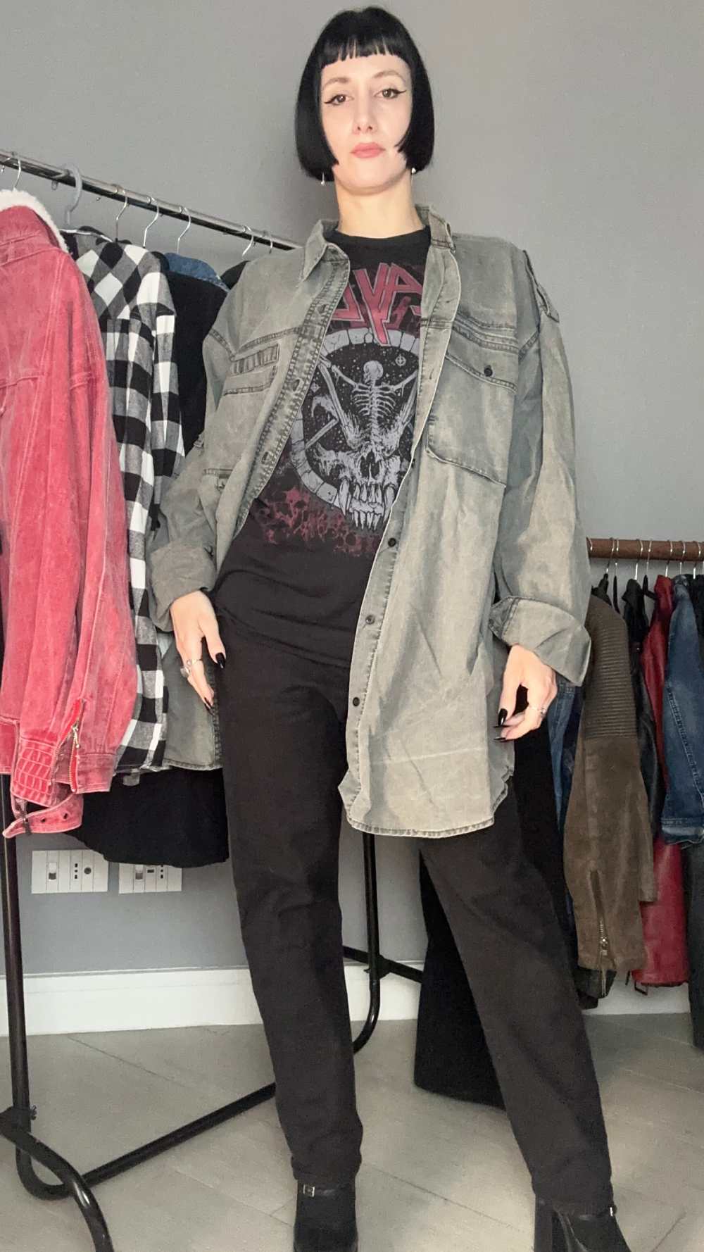 Camicia oversize grigia