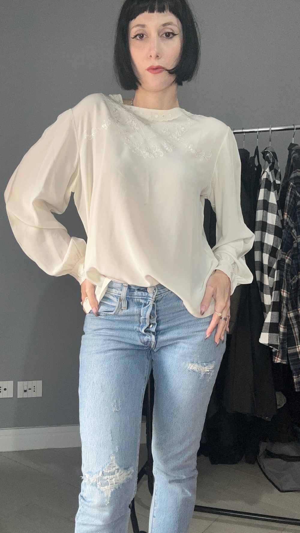 Blusa in seta bianca