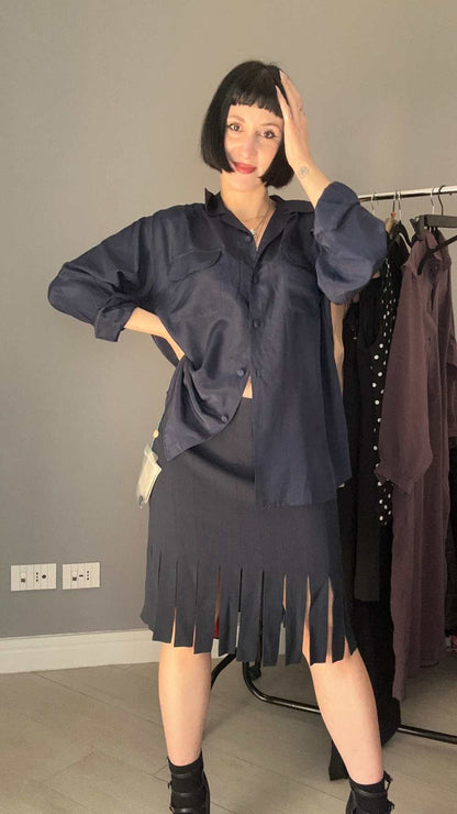 Camicia seta blu