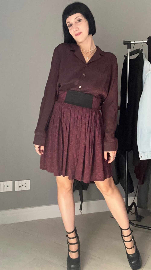 Camicia bordeaux con ricami