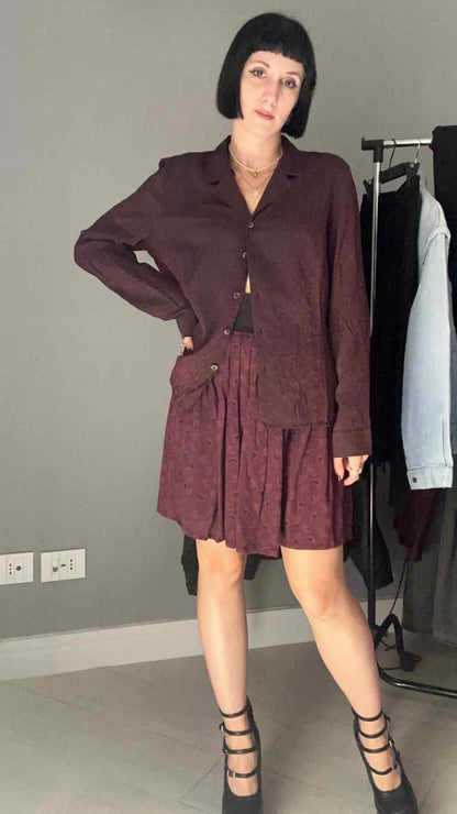 Camicia bordeaux con ricami