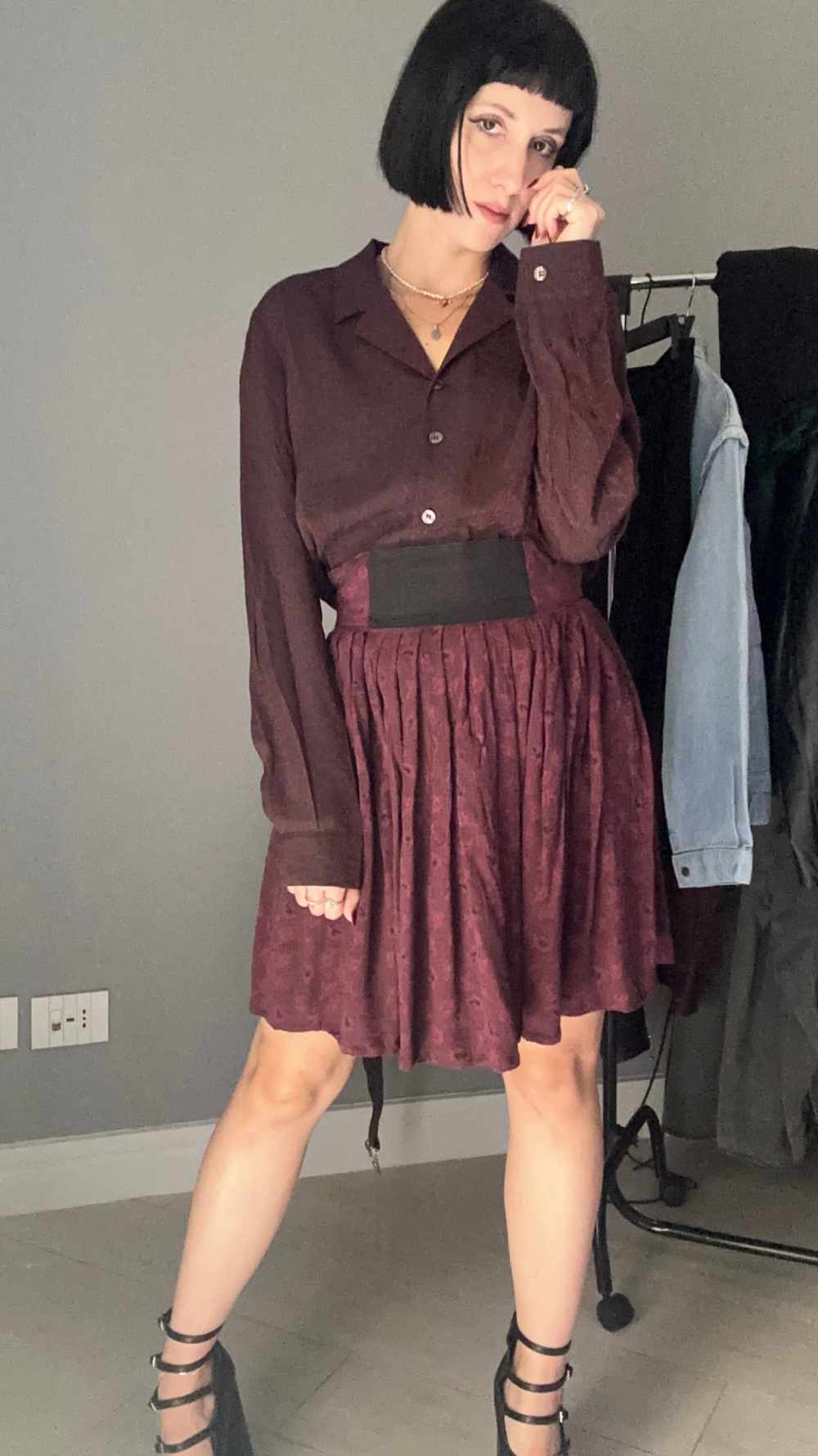 Gonna bordeaux anni 80