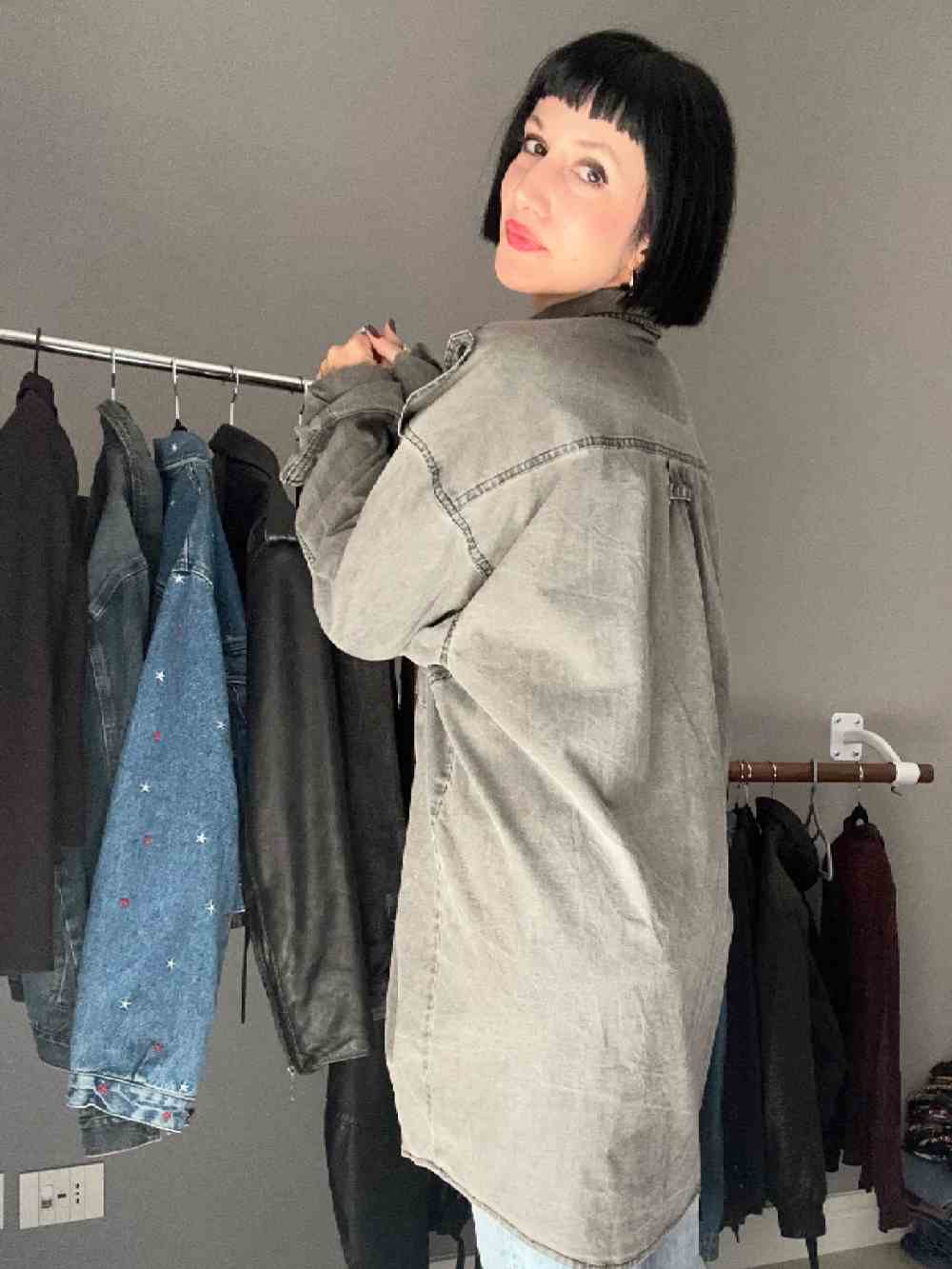 Camicia oversize grigia