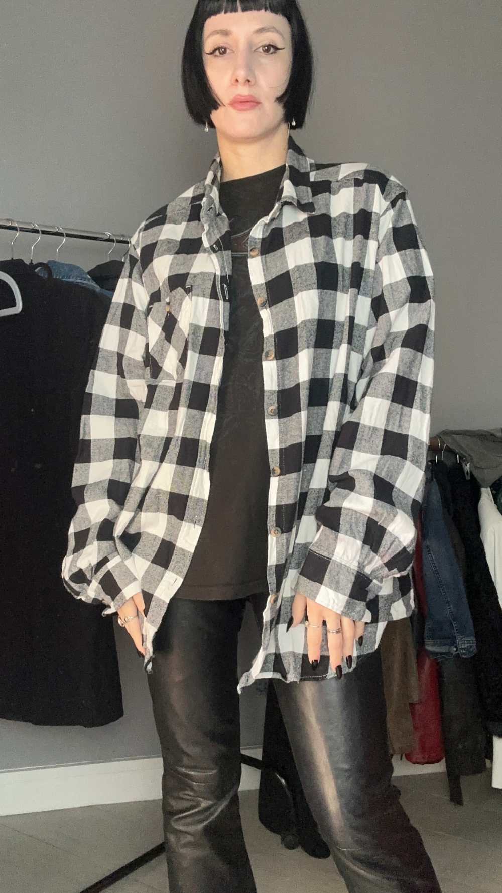 Camicia a quadri bianca e nera