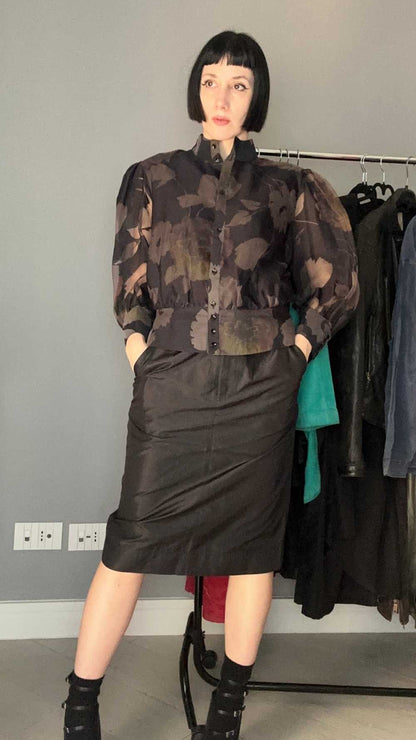 Camicia dark flowers