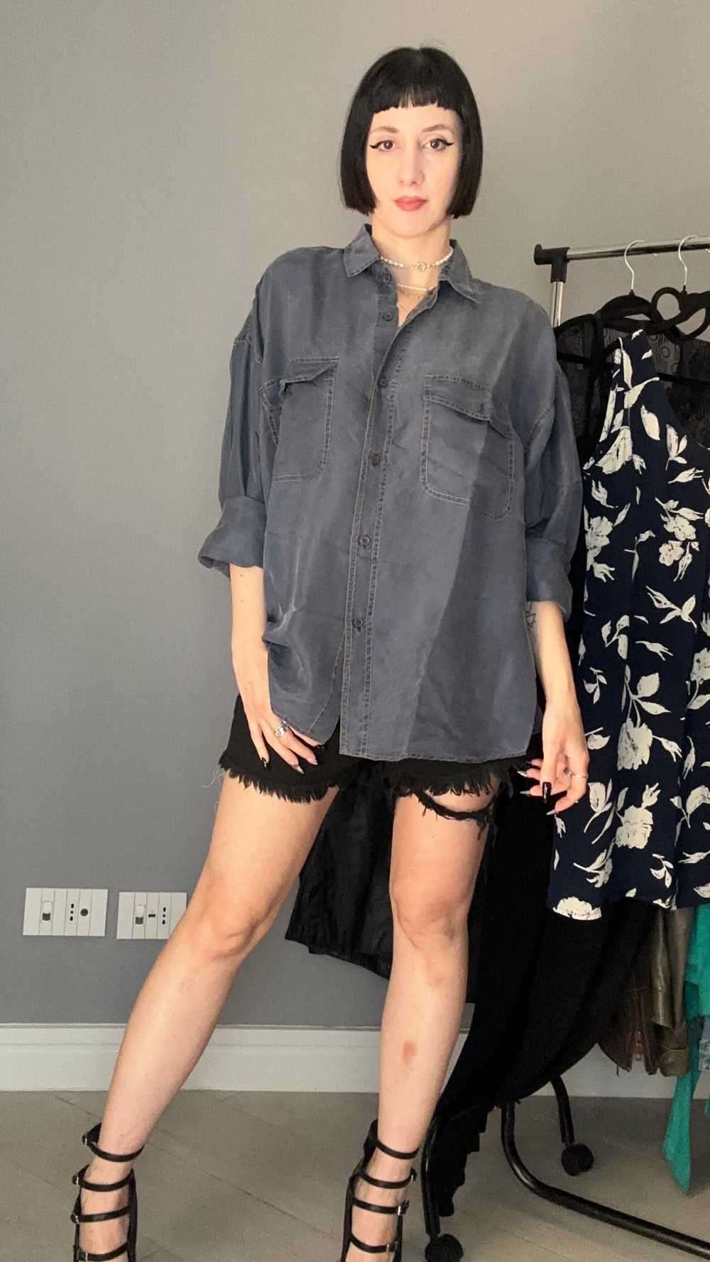 Camicia seta blu