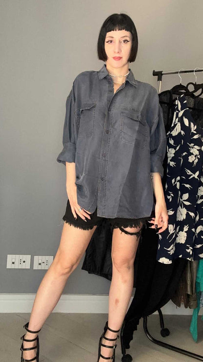Camicia seta blu
