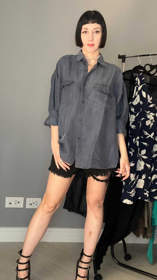 Camicia seta blu