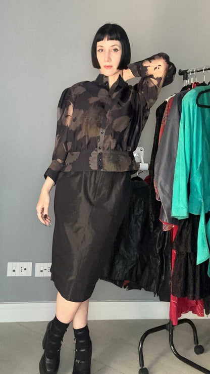 Camicia dark flowers