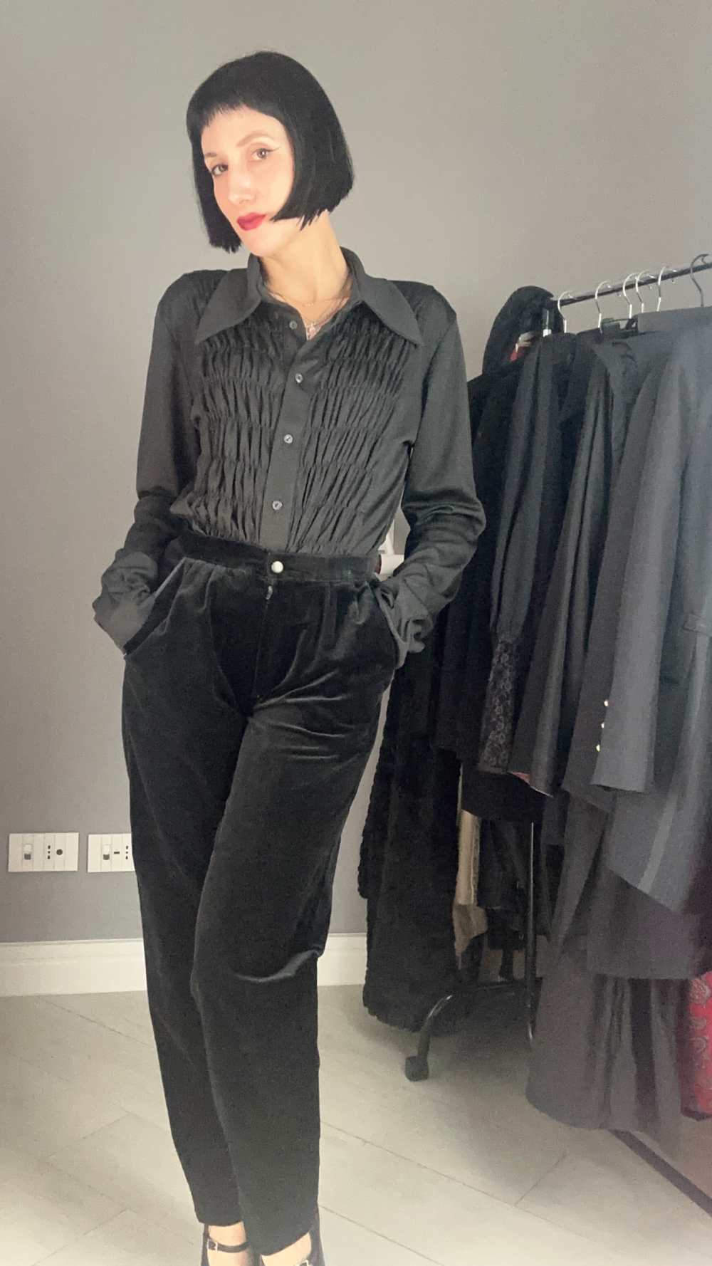 Pantalone black velvet