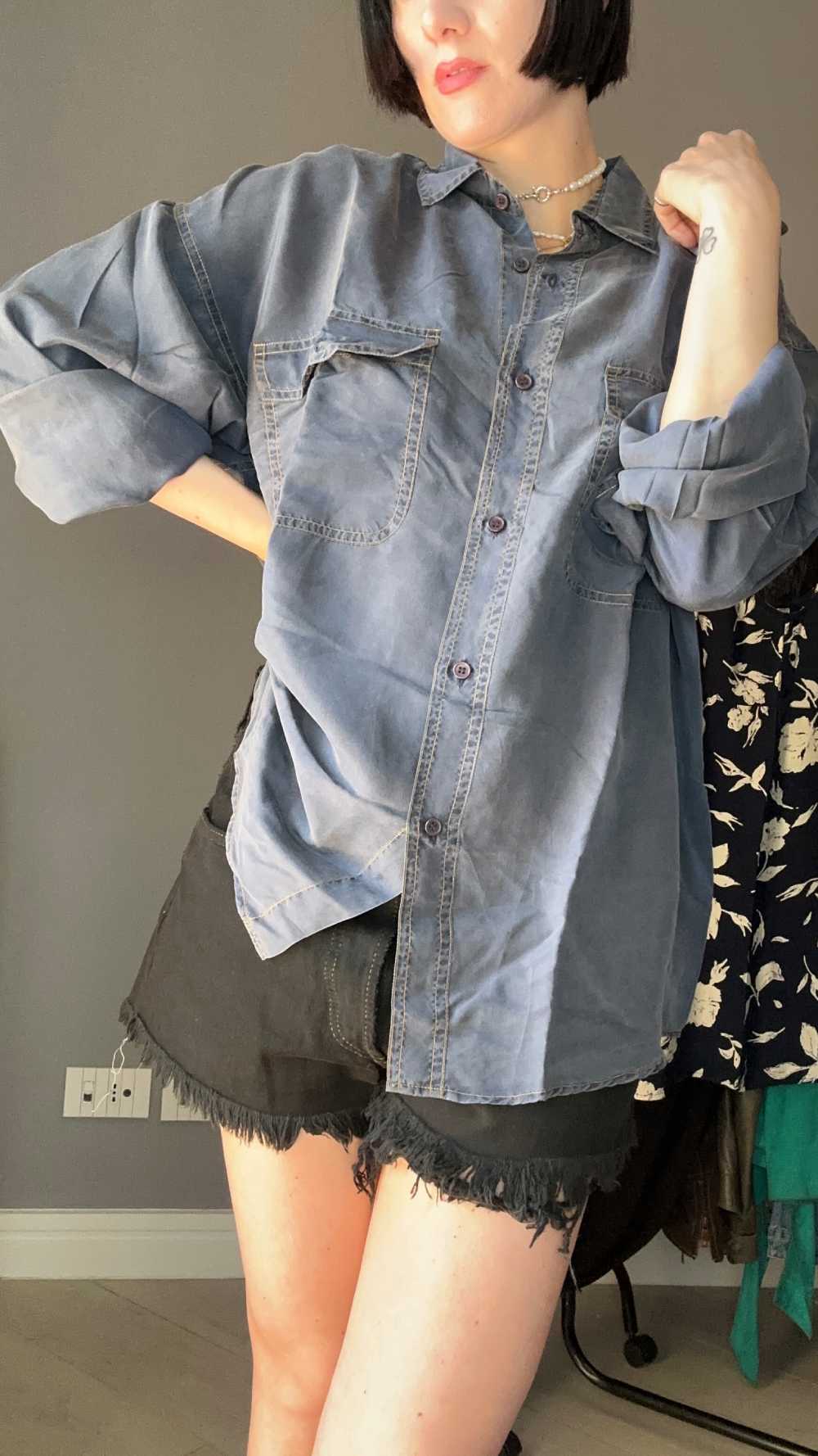 Camicia seta blu