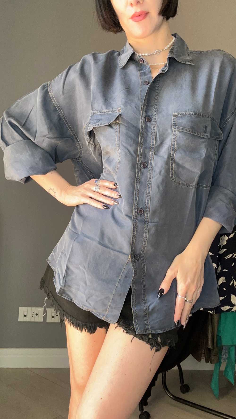 Camicia seta blu