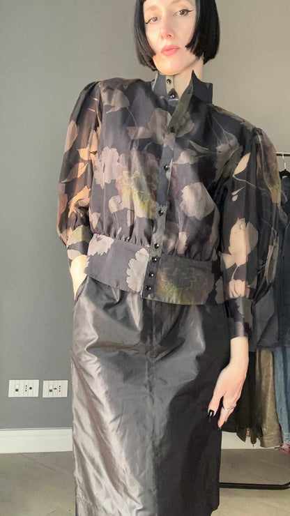 Camicia dark flowers