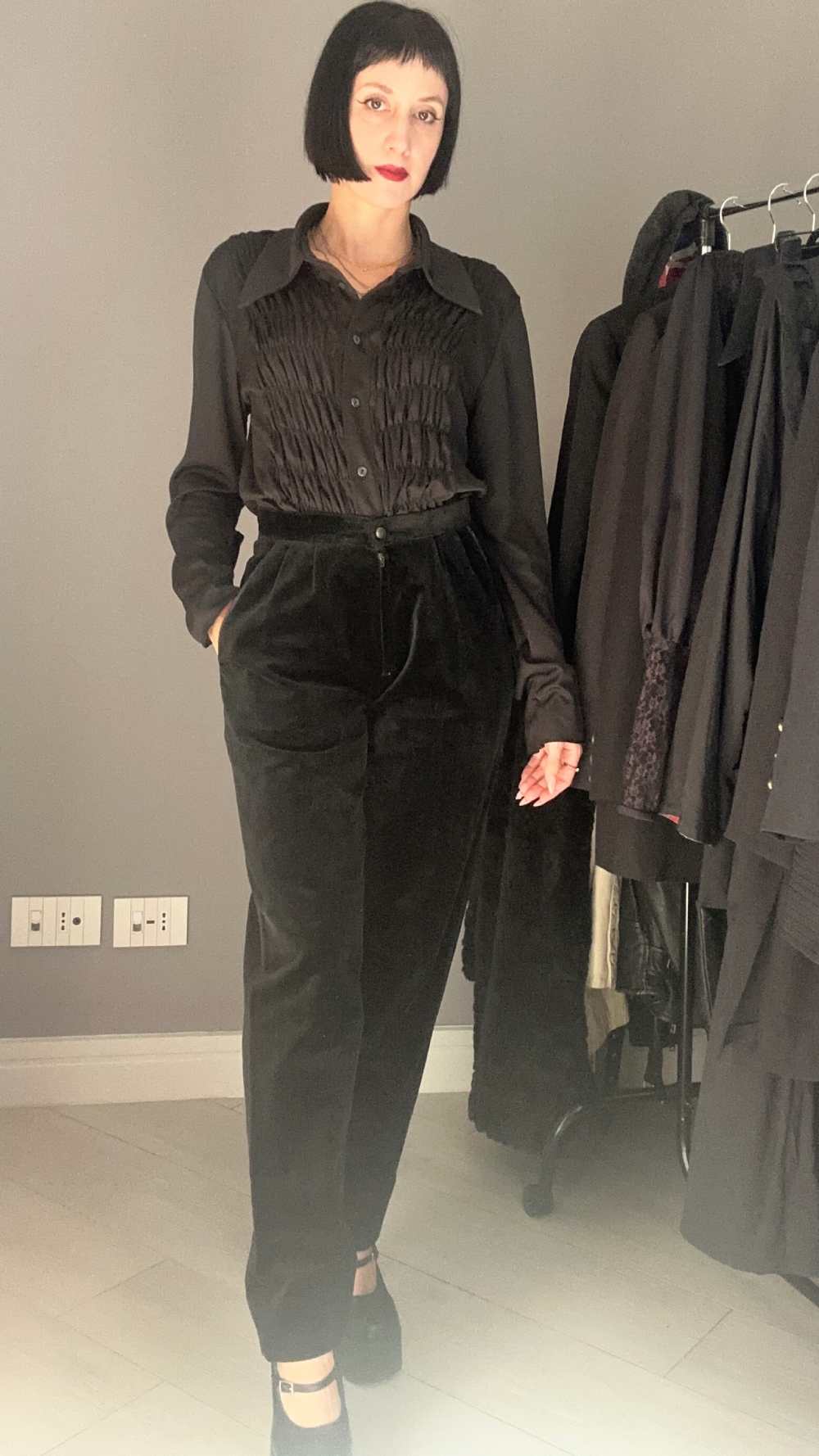 Pantalone black velvet