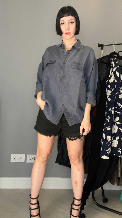 Camicia seta blu