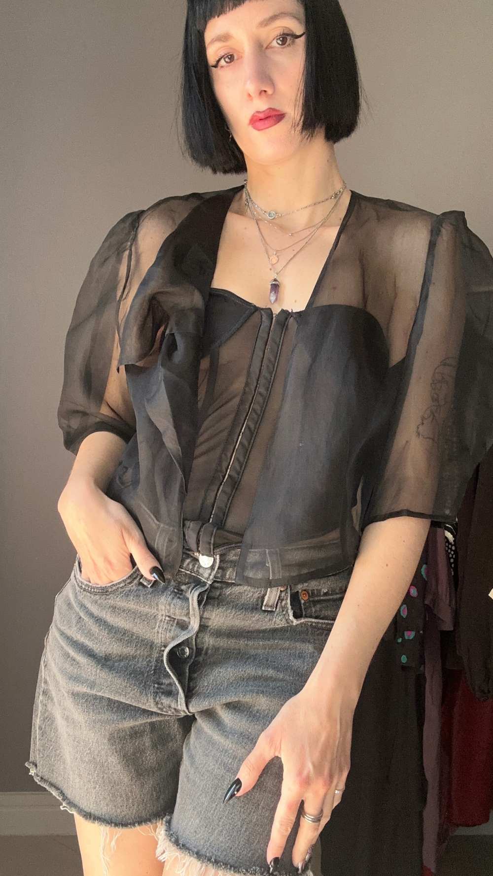 Camicetta nera organza
