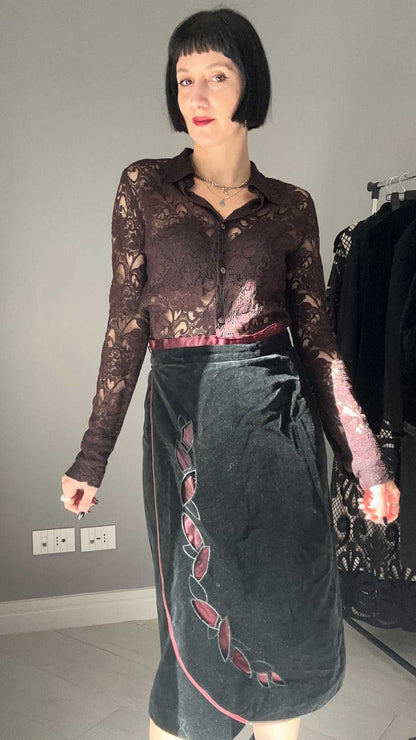 Camicia bordeaux in pizzo