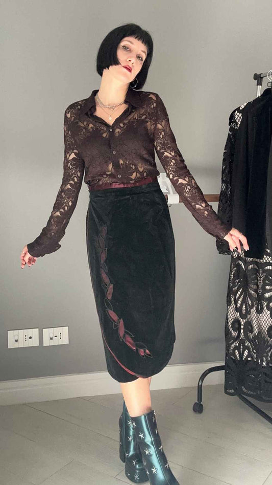 Camicia bordeaux in pizzo