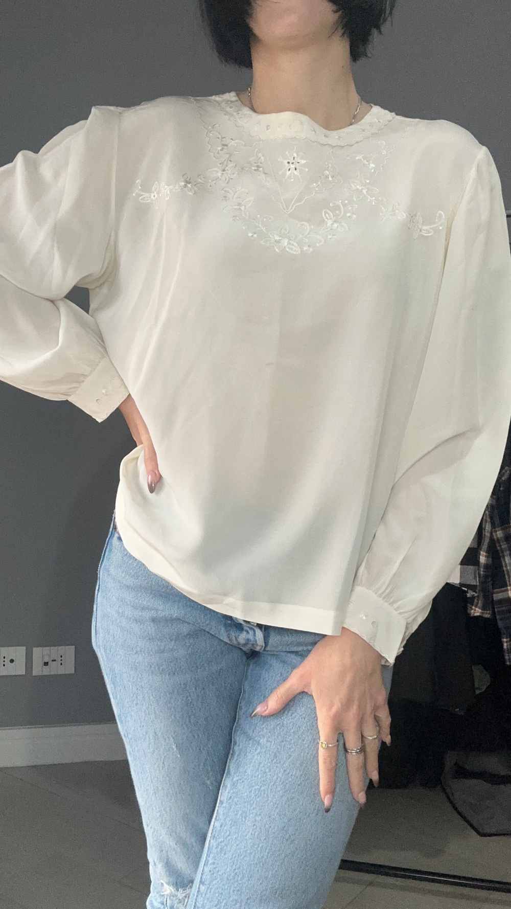 Blusa in seta bianca